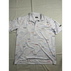 Waggle Men's 2XL Performance Golf Polo Shirt "DUDE" print EUC